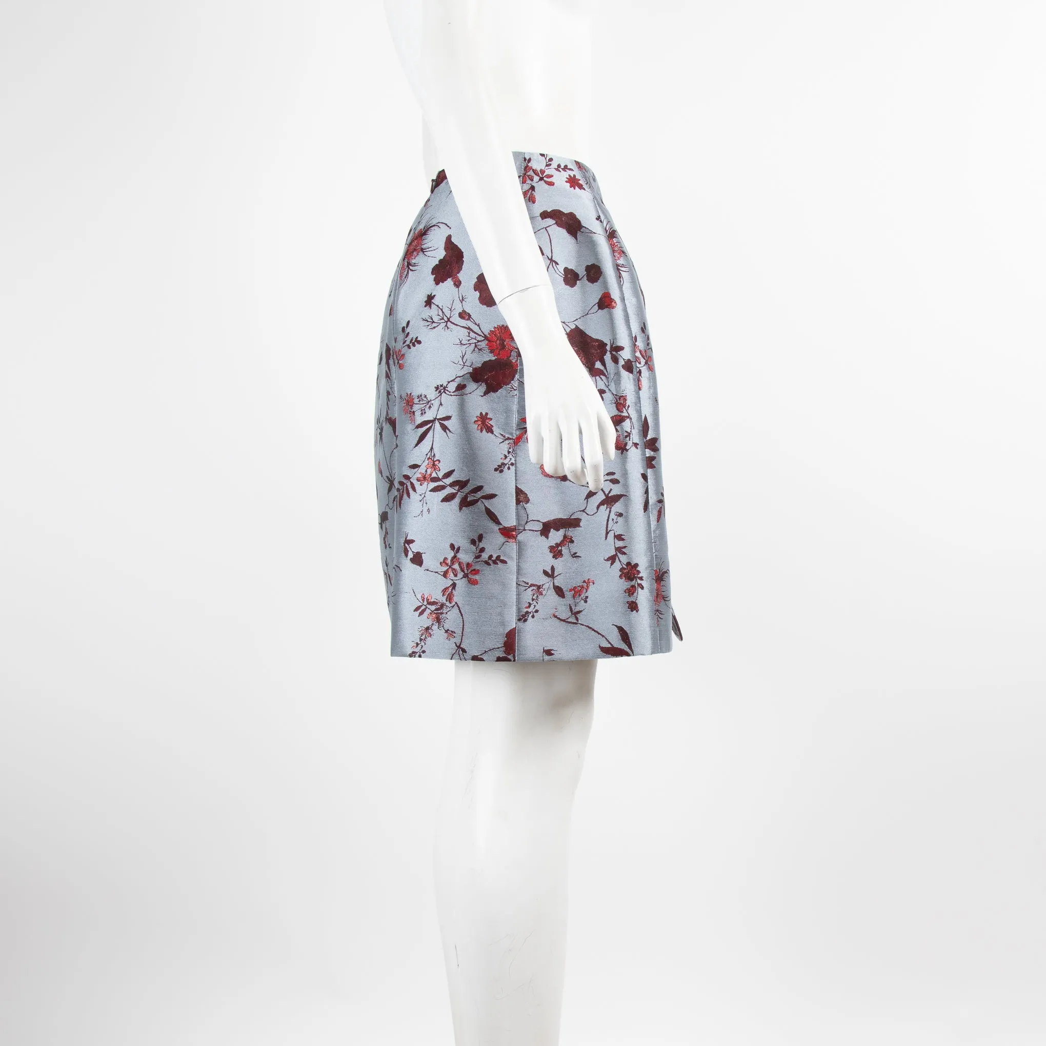 Erdem Grey Skirt with Red Floral Detail