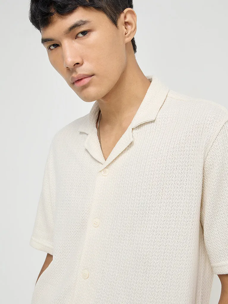 ETA Off-White Knitted Relaxed-Fit Cotton Shirt