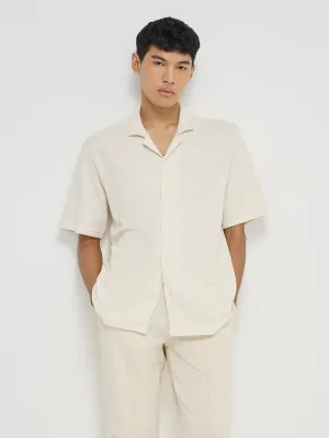 ETA Off-White Knitted Relaxed-Fit Cotton Shirt