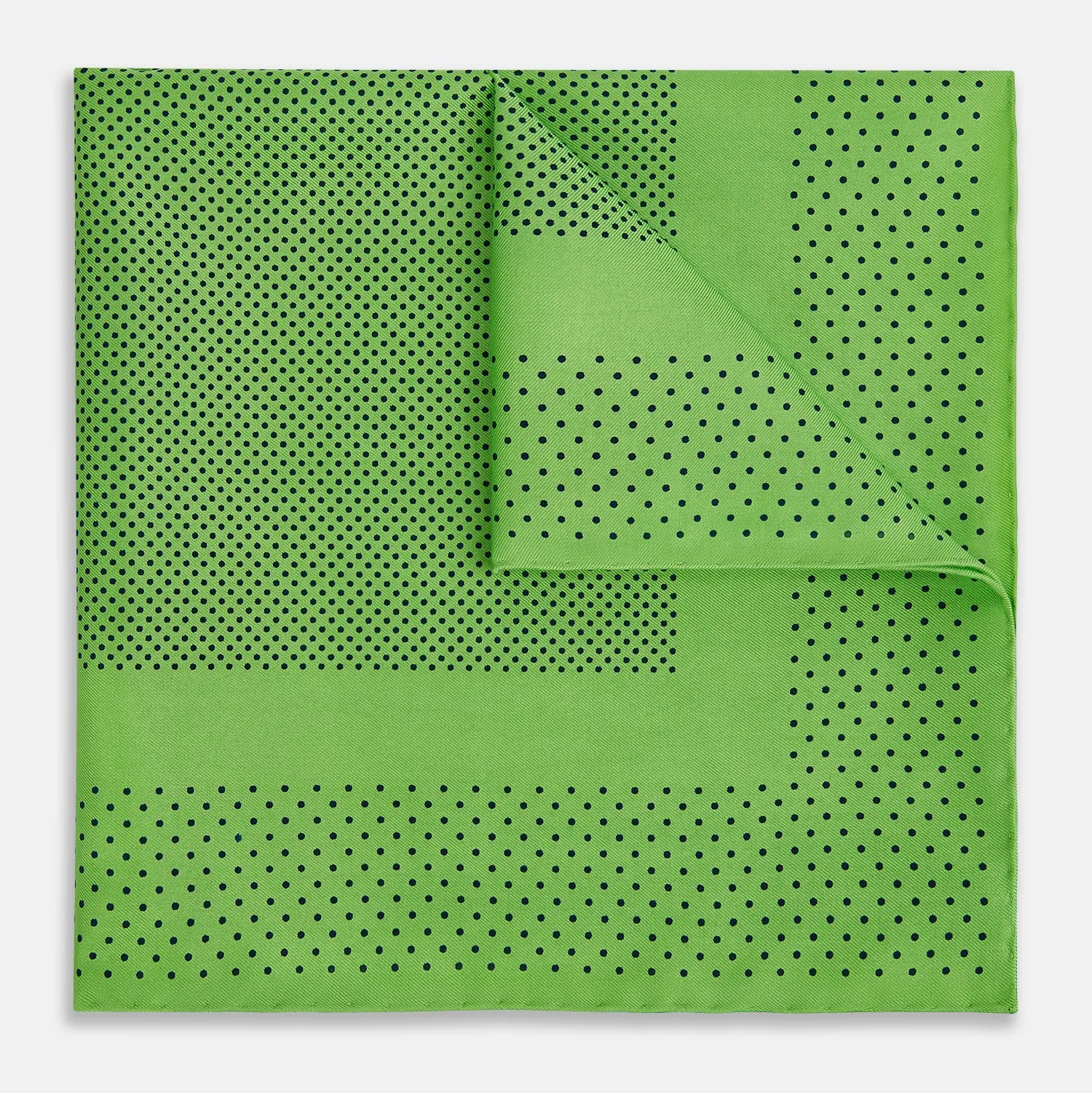 Fern Green Dot Silk Pocket Square