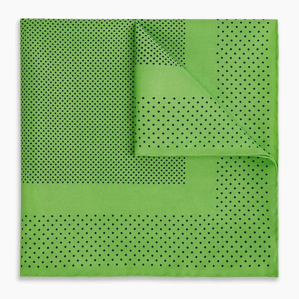 Fern Green Dot Silk Pocket Square