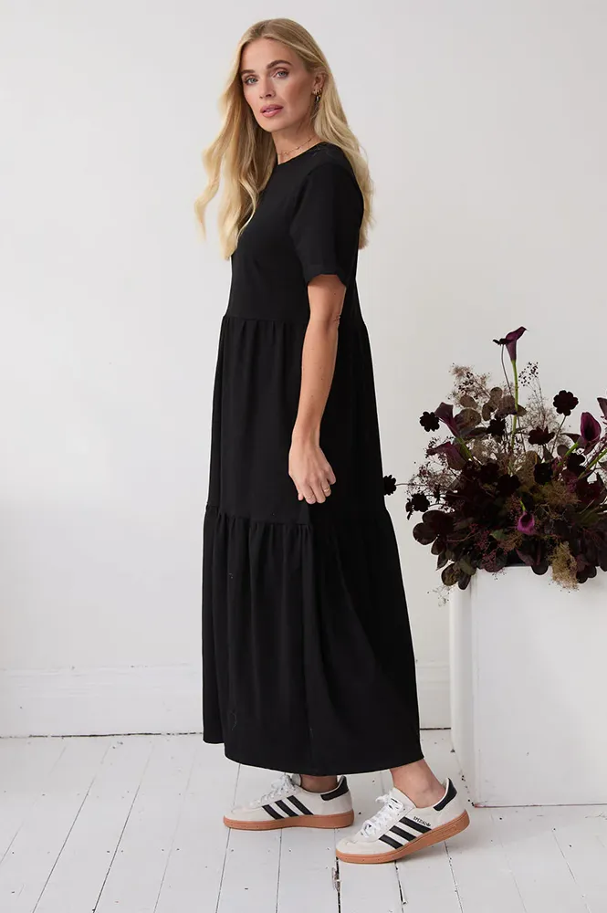 Fika Harlow Black T-Shirt Midi Dress