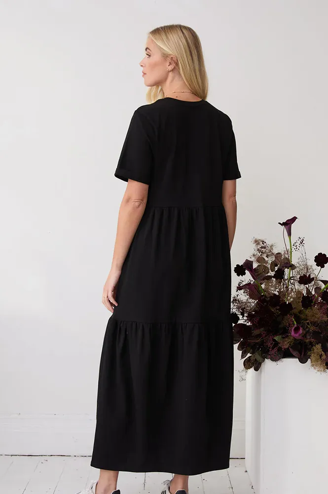 Fika Harlow Black T-Shirt Midi Dress