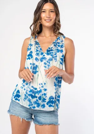 Floral Sheer Tie Front Tank Top