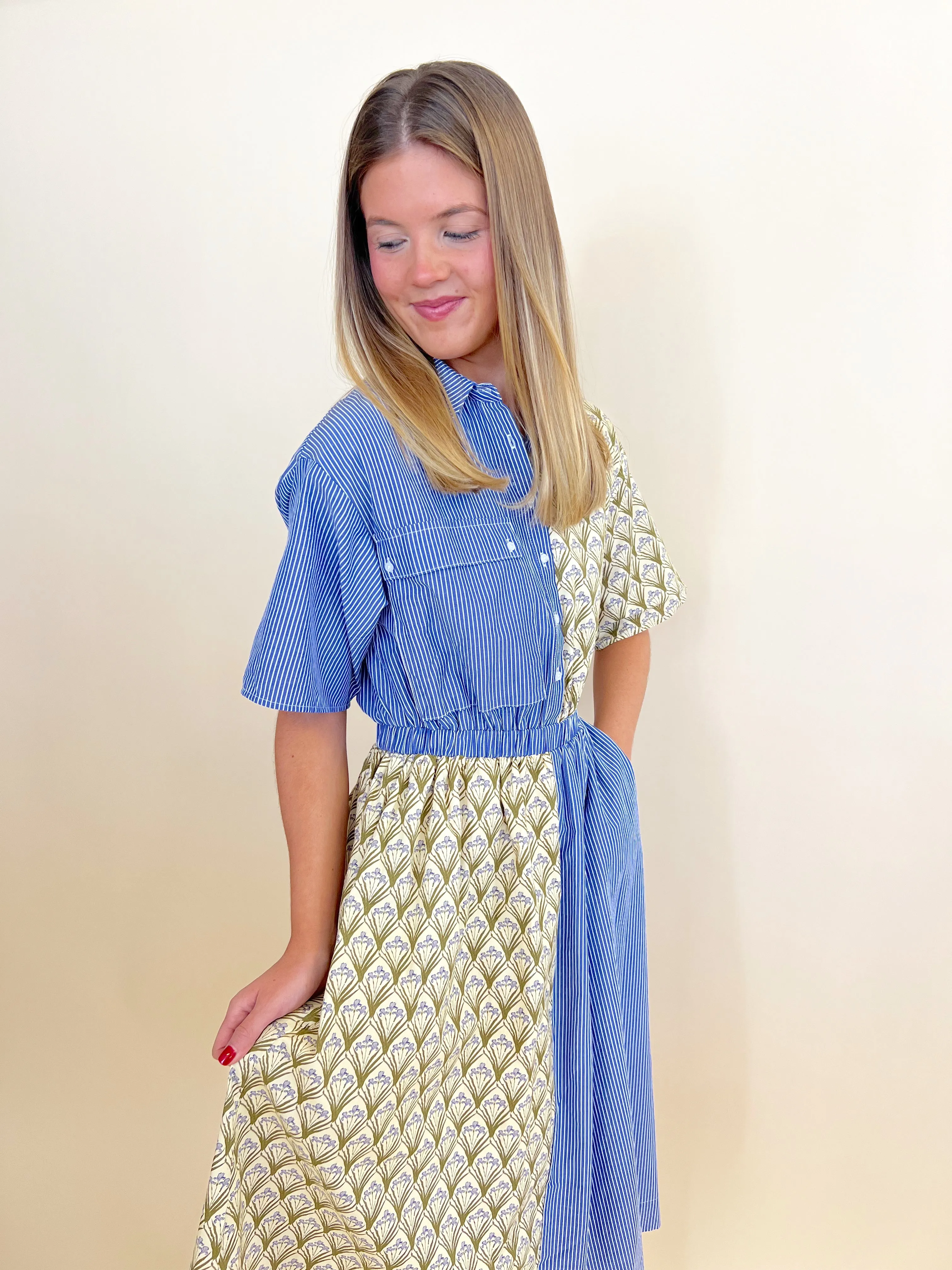 Florence Mixed Print Midi Dress