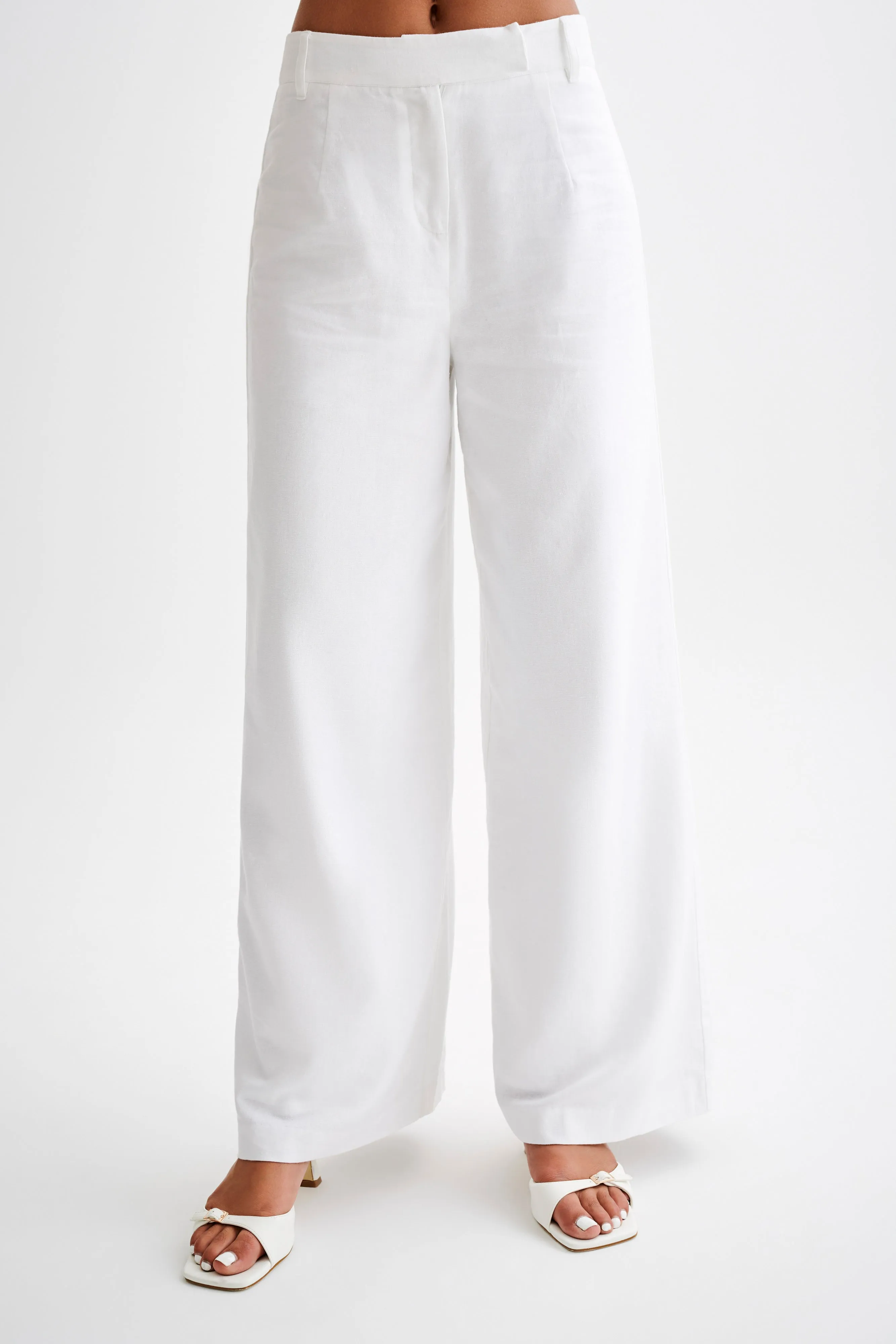 Franca Linen Wide Leg Pant - White