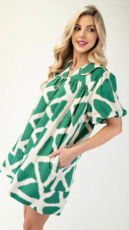 Geo Print Peter Pan Collar Dress