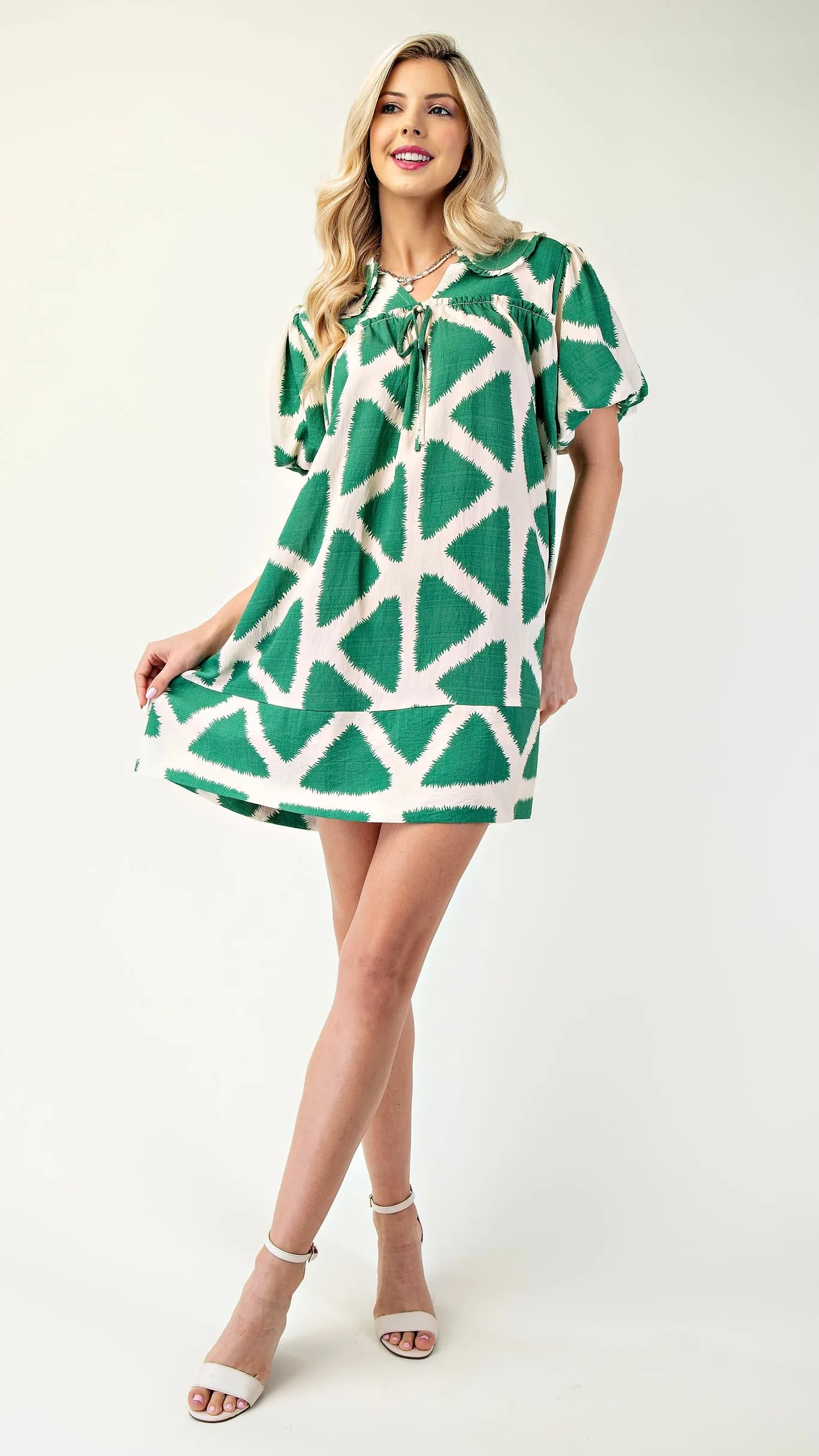 Geo Print Peter Pan Collar Dress