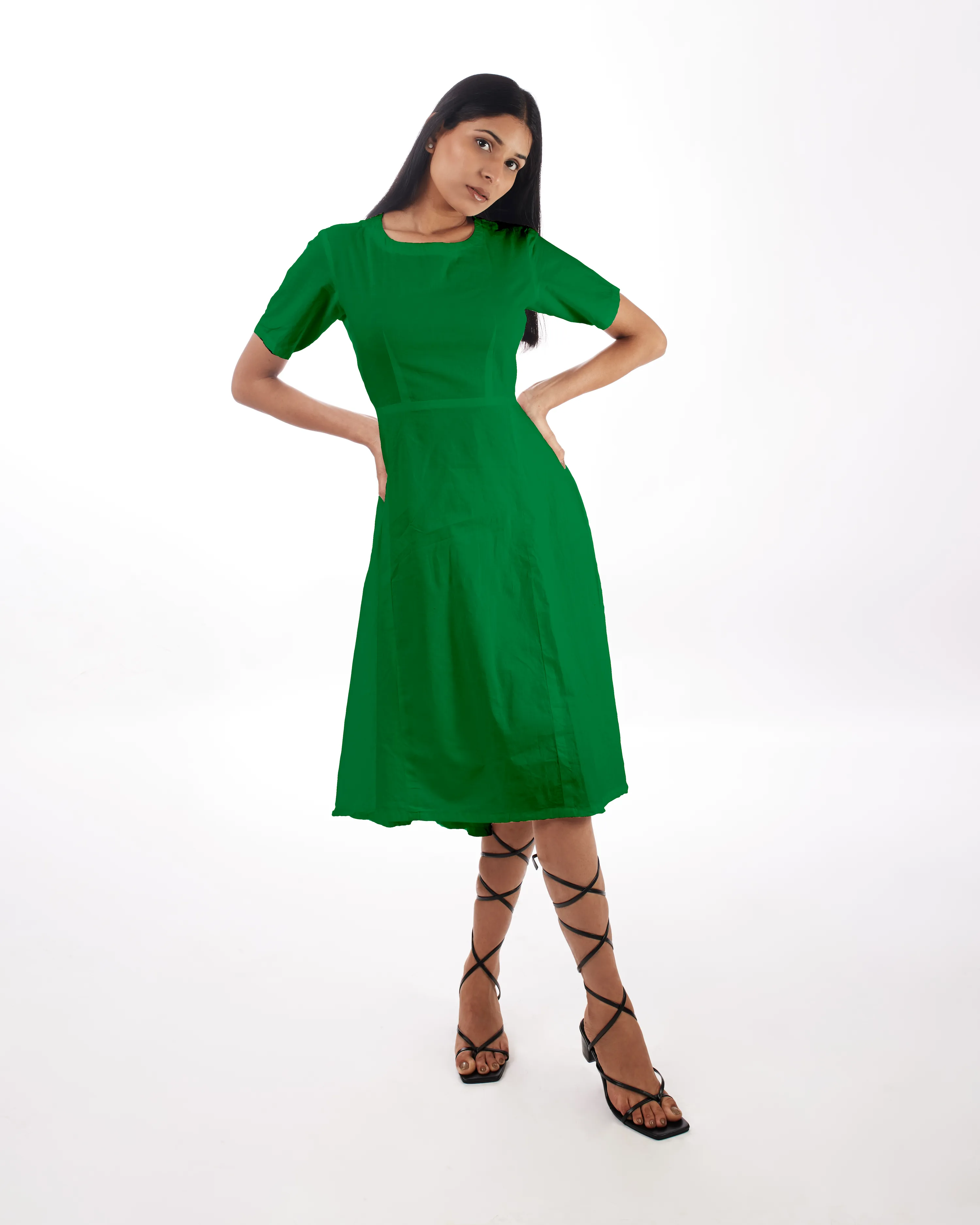 Green Backless Midi Dress