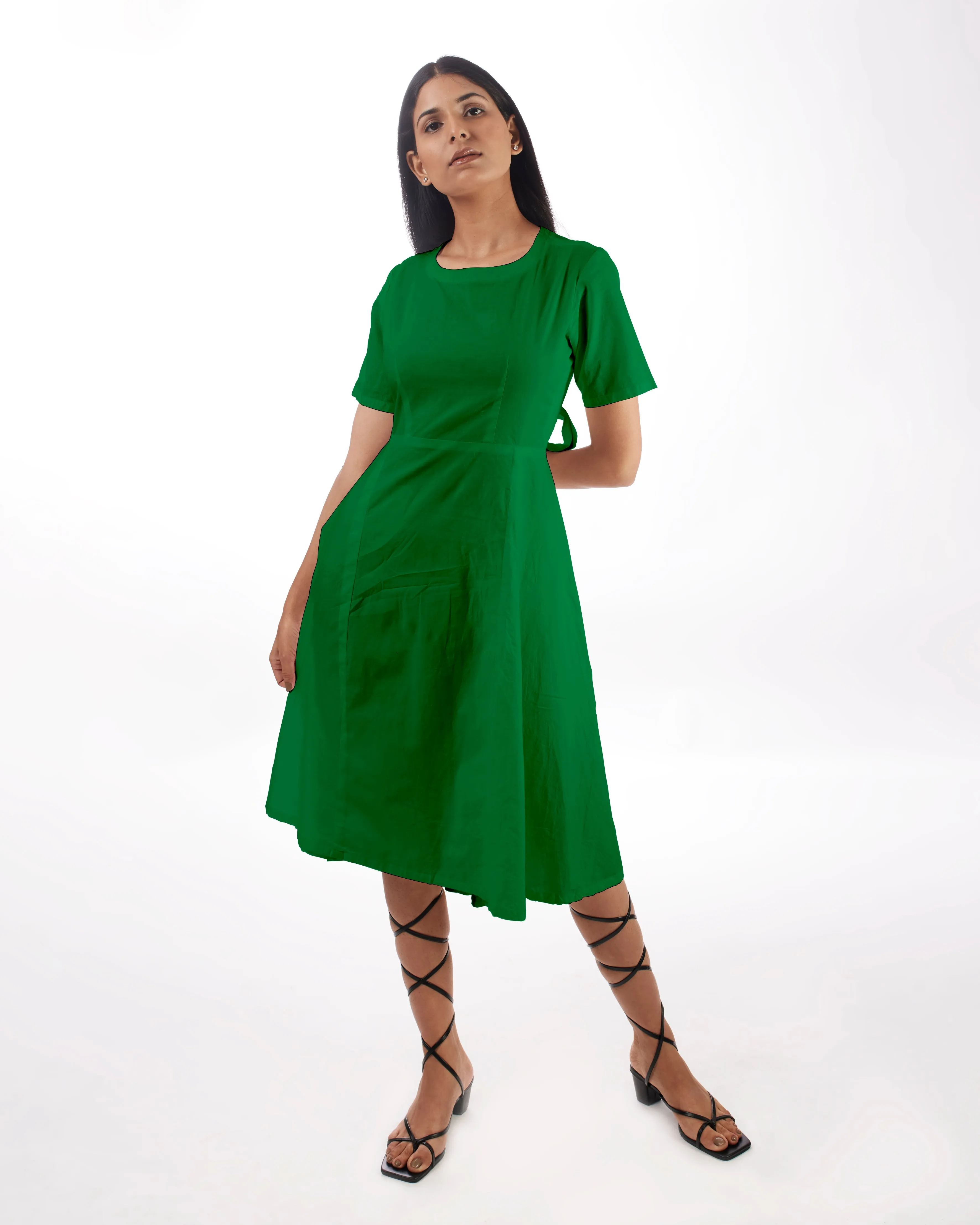 Green Backless Midi Dress