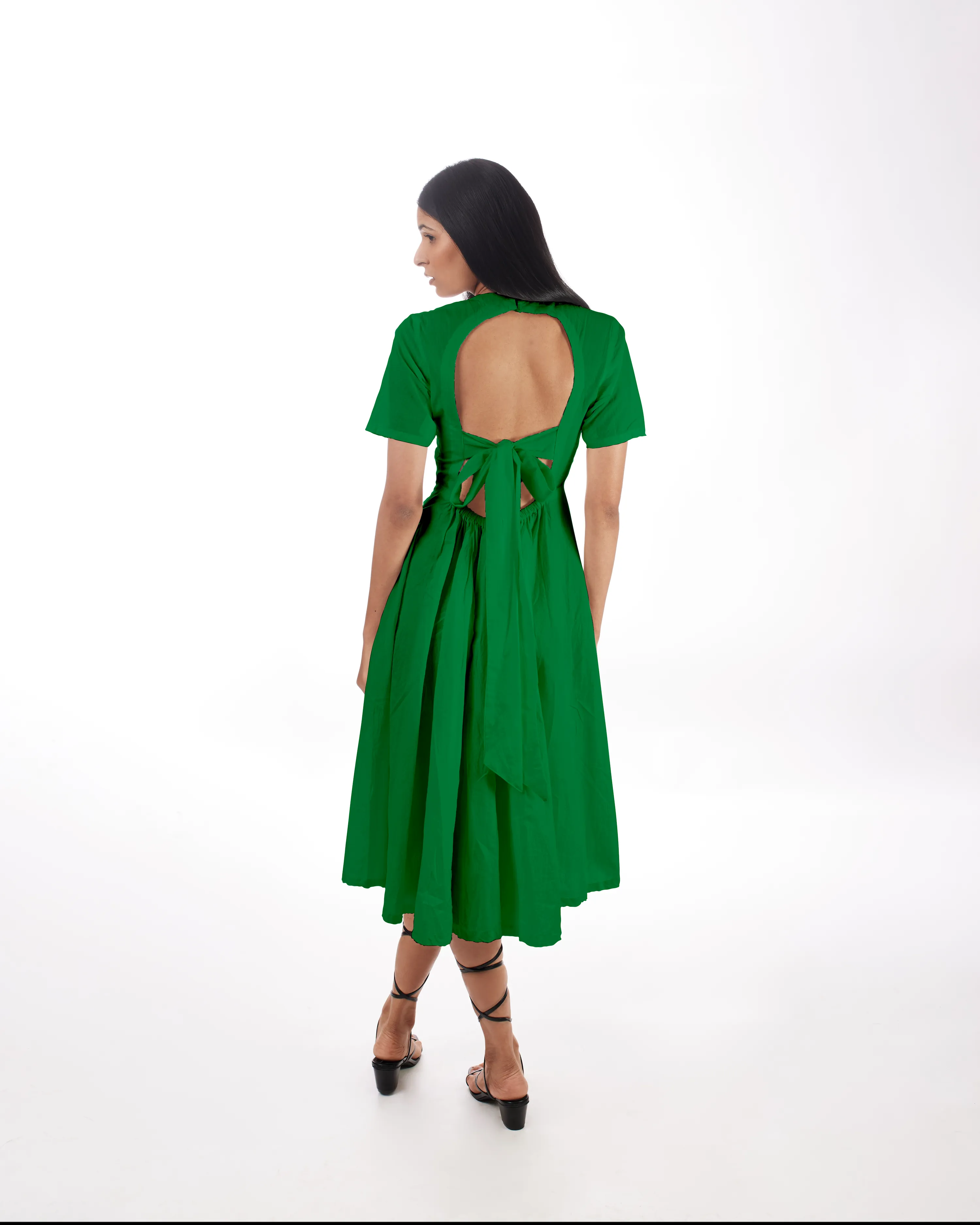 Green Backless Midi Dress
