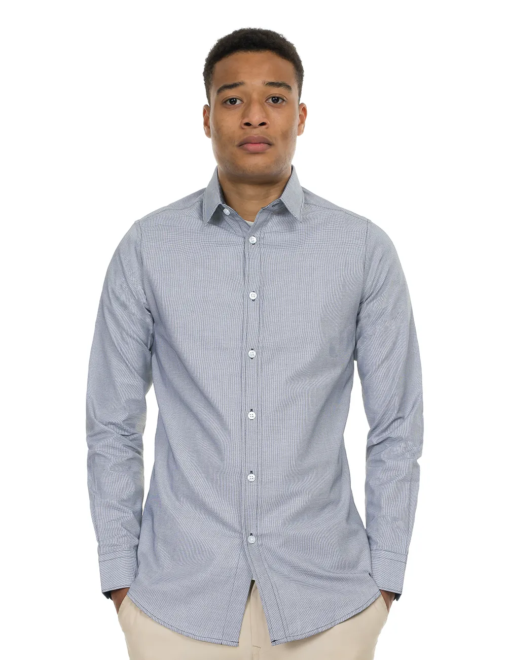 Grey Textured Button up Shirt