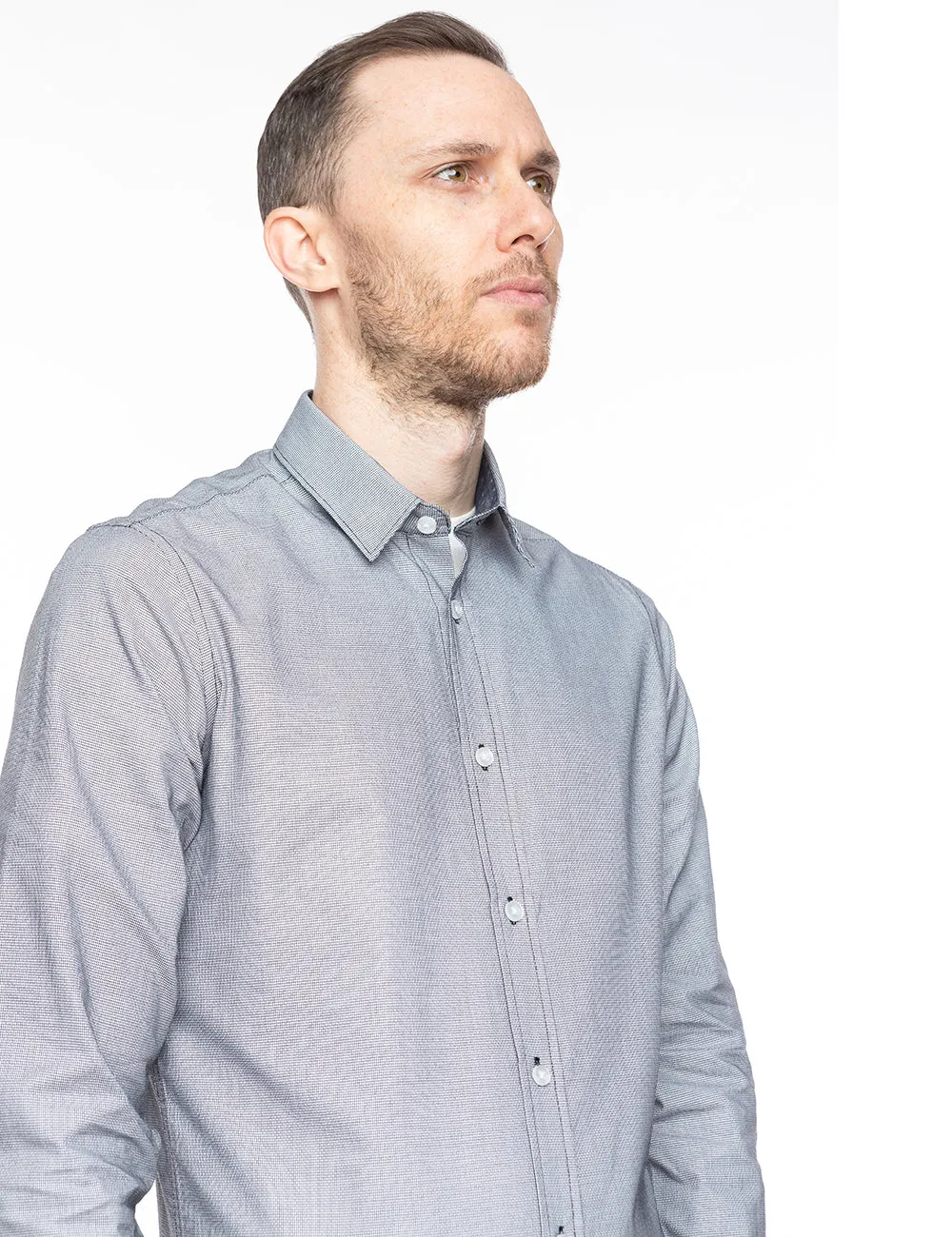 Grey Textured Button up Shirt