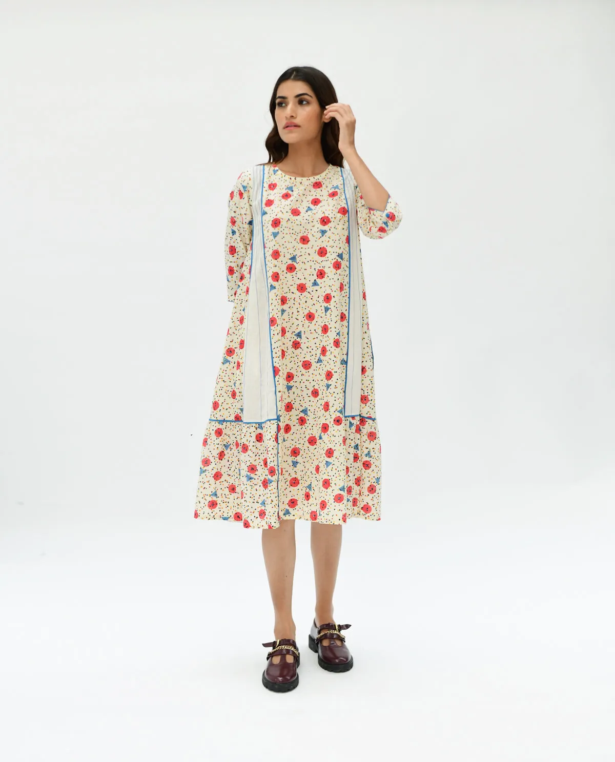 Handblock Printed Midi Dress