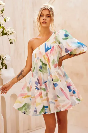 In Our Dreams Mini Dress - White Multi