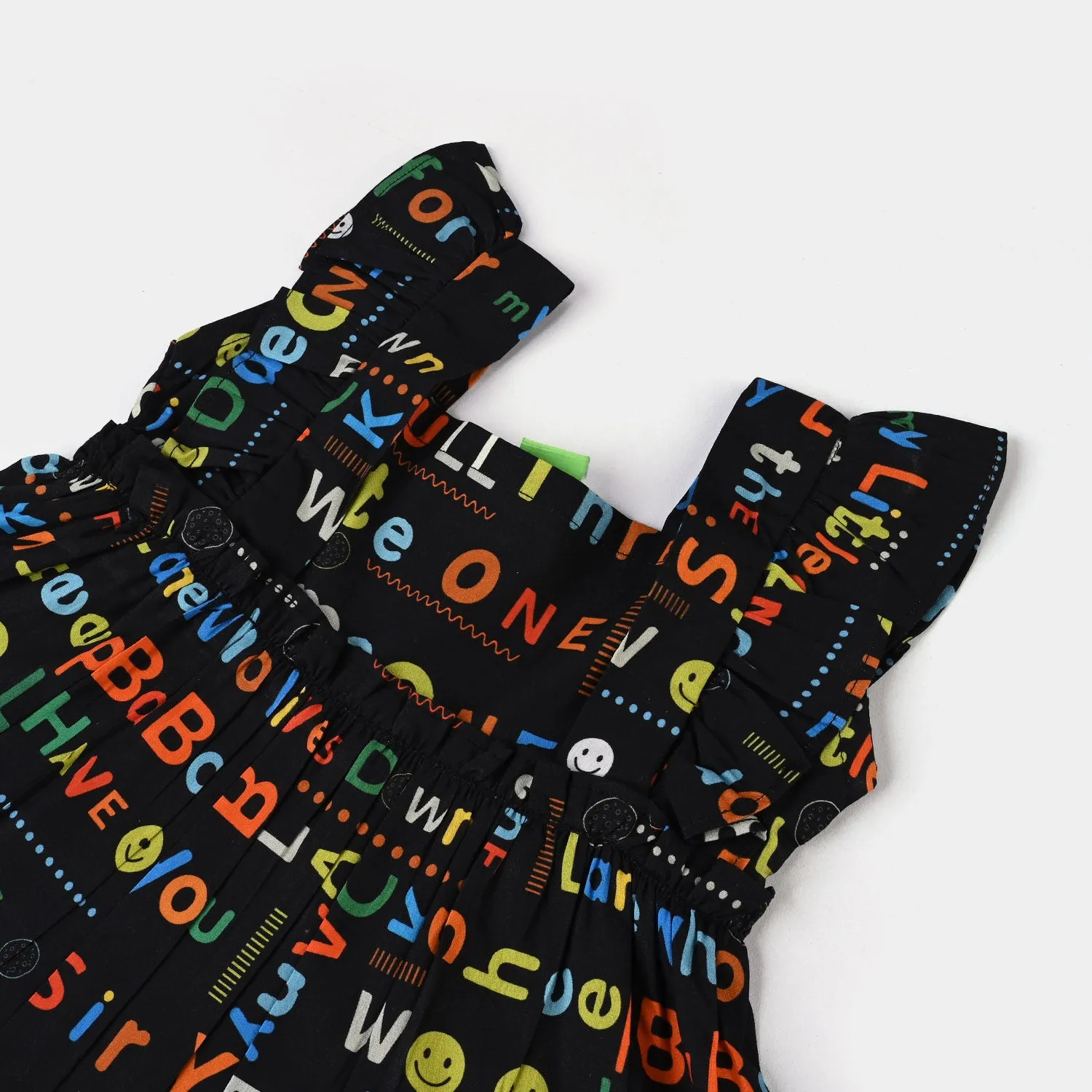 Infant Girls Cotton Poplin Casual Frock Baba Black Sheep-BLACK