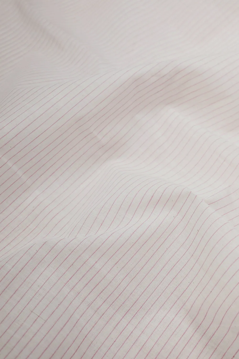 Ivory Cream with Stripe Mangalagiri Cotton Fabric - 0.8m