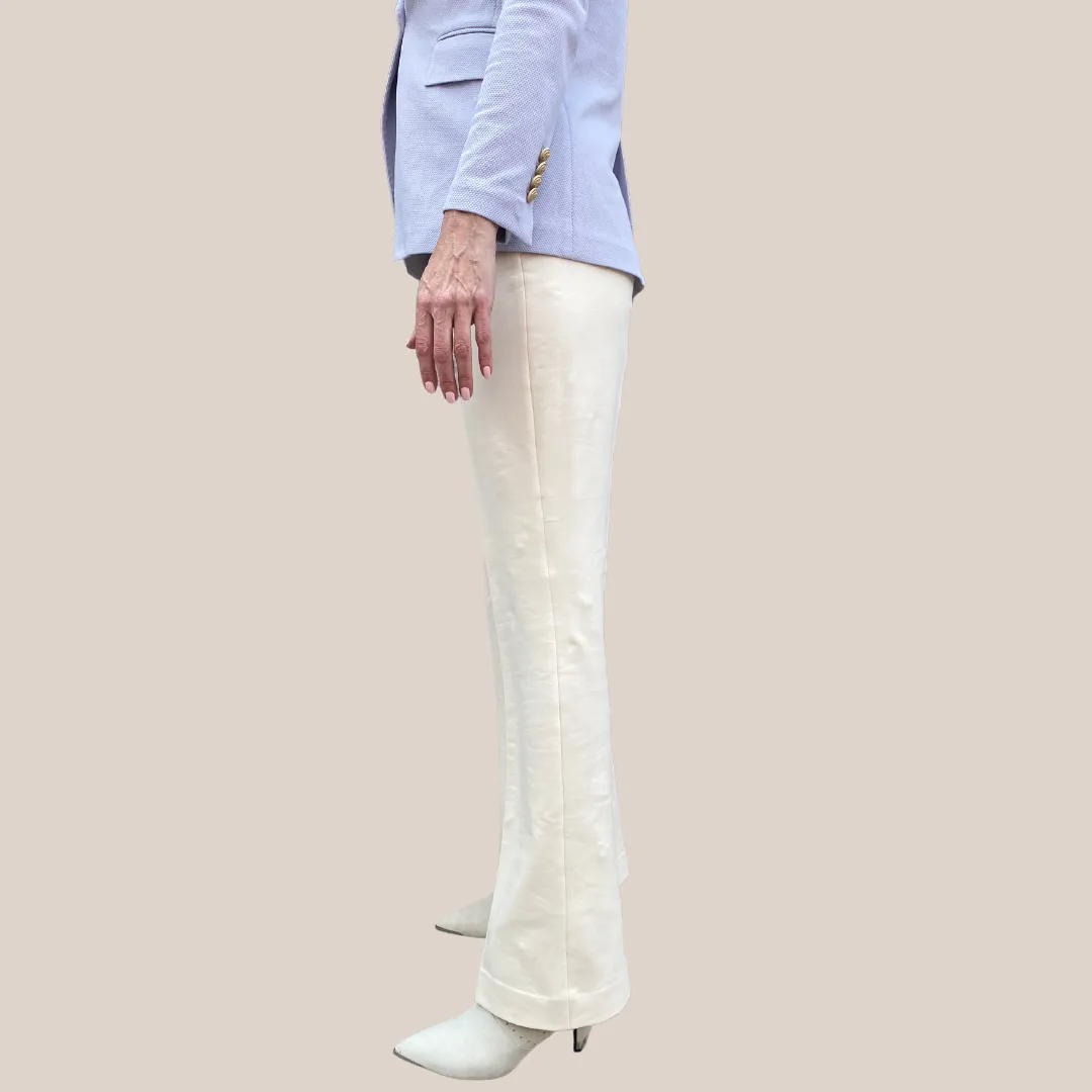 Jersey Pique Boot Cut Pant - Cream