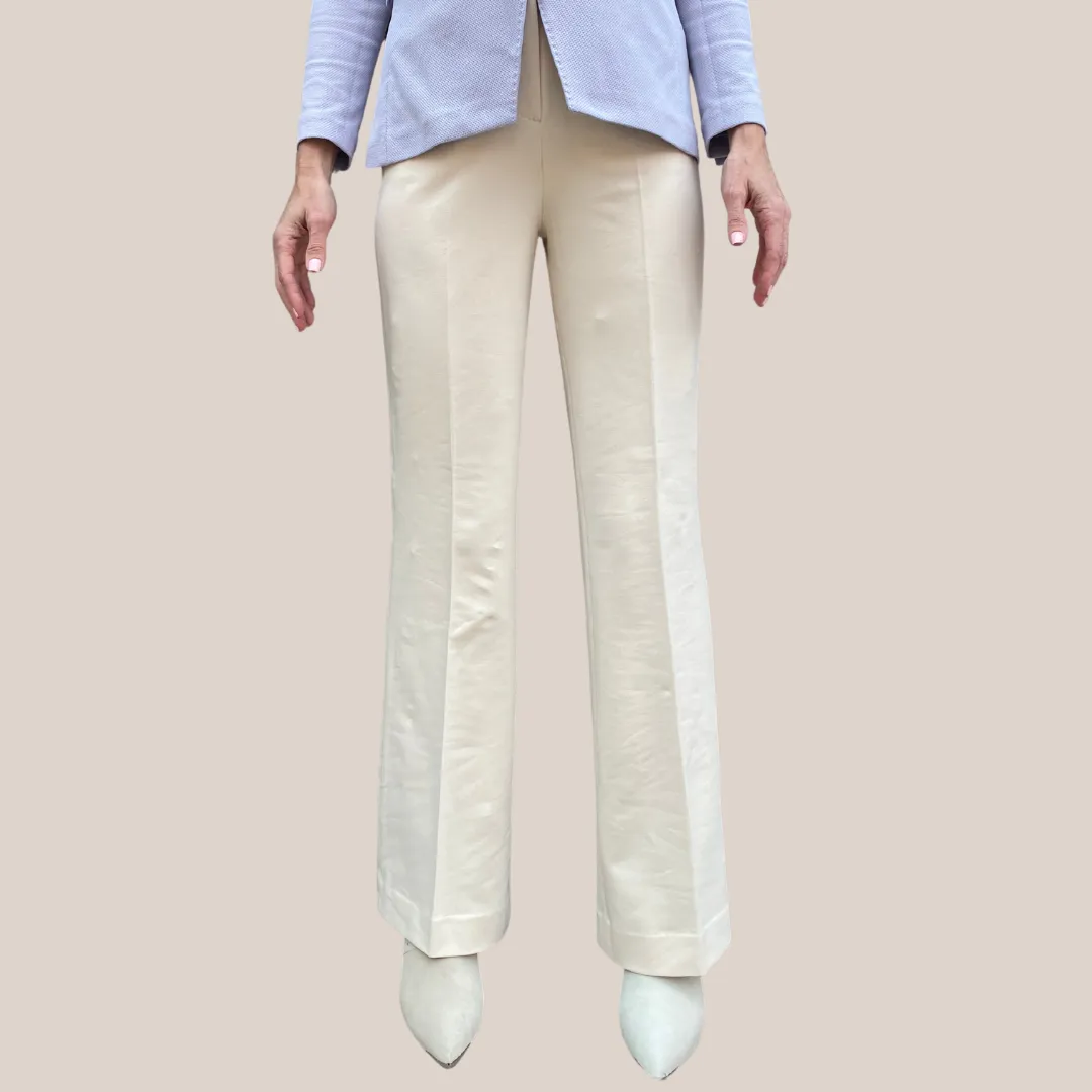 Jersey Pique Boot Cut Pant - Cream