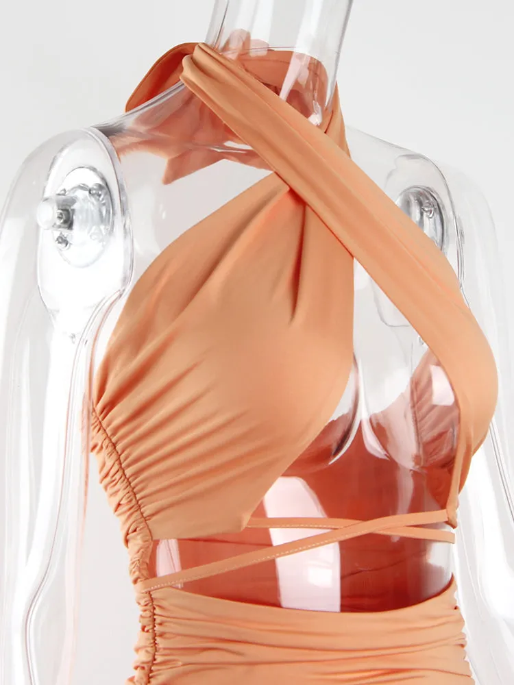 Jillian Double Layered Halter Multi Way Sexy Mini Dress
