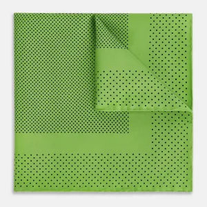 Kelly Green Dot Silk Pocket Square