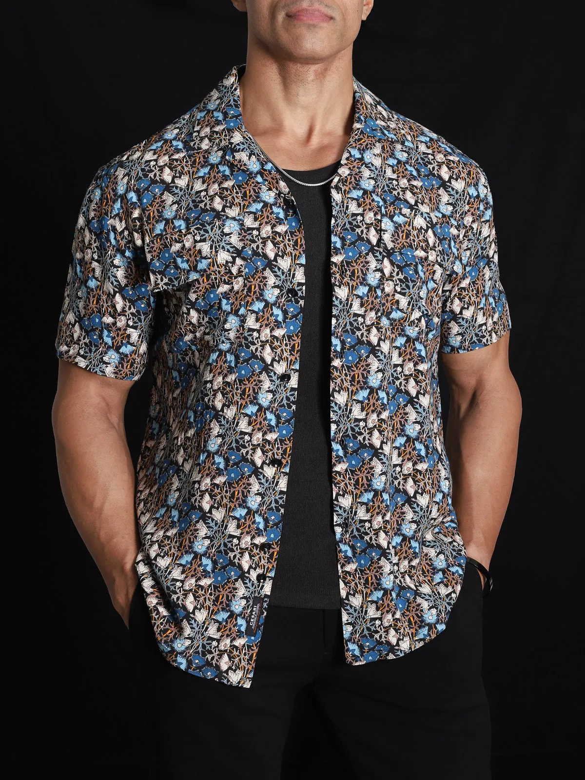 Knight Blue Multicolor Pockets Shirt