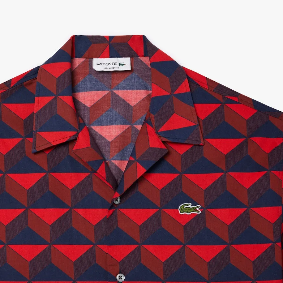 LACOSTE - RELAXED FIT SHORT SLEEVE PATTERNED  SHIRTS Men’s -BLUE-BORDEAUX-IKL