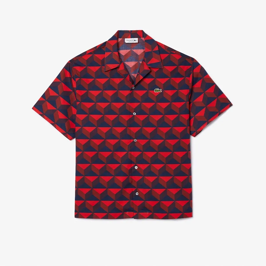 LACOSTE - RELAXED FIT SHORT SLEEVE PATTERNED  SHIRTS Men’s -BLUE-BORDEAUX-IKL