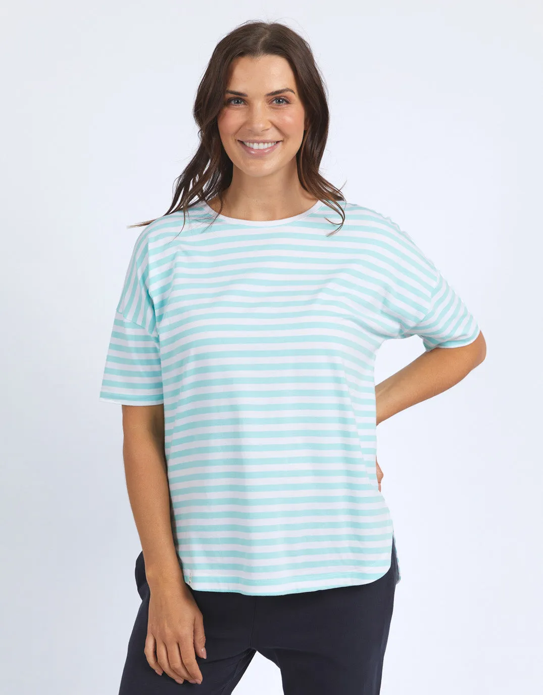 Lauren Short Sleeve Tee - Tonic Blue/White Stripe
