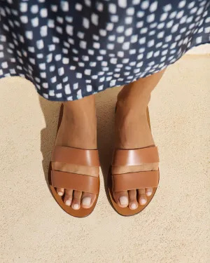 Leather Two Bands Sandals - P97Y0 - Canyon Tan