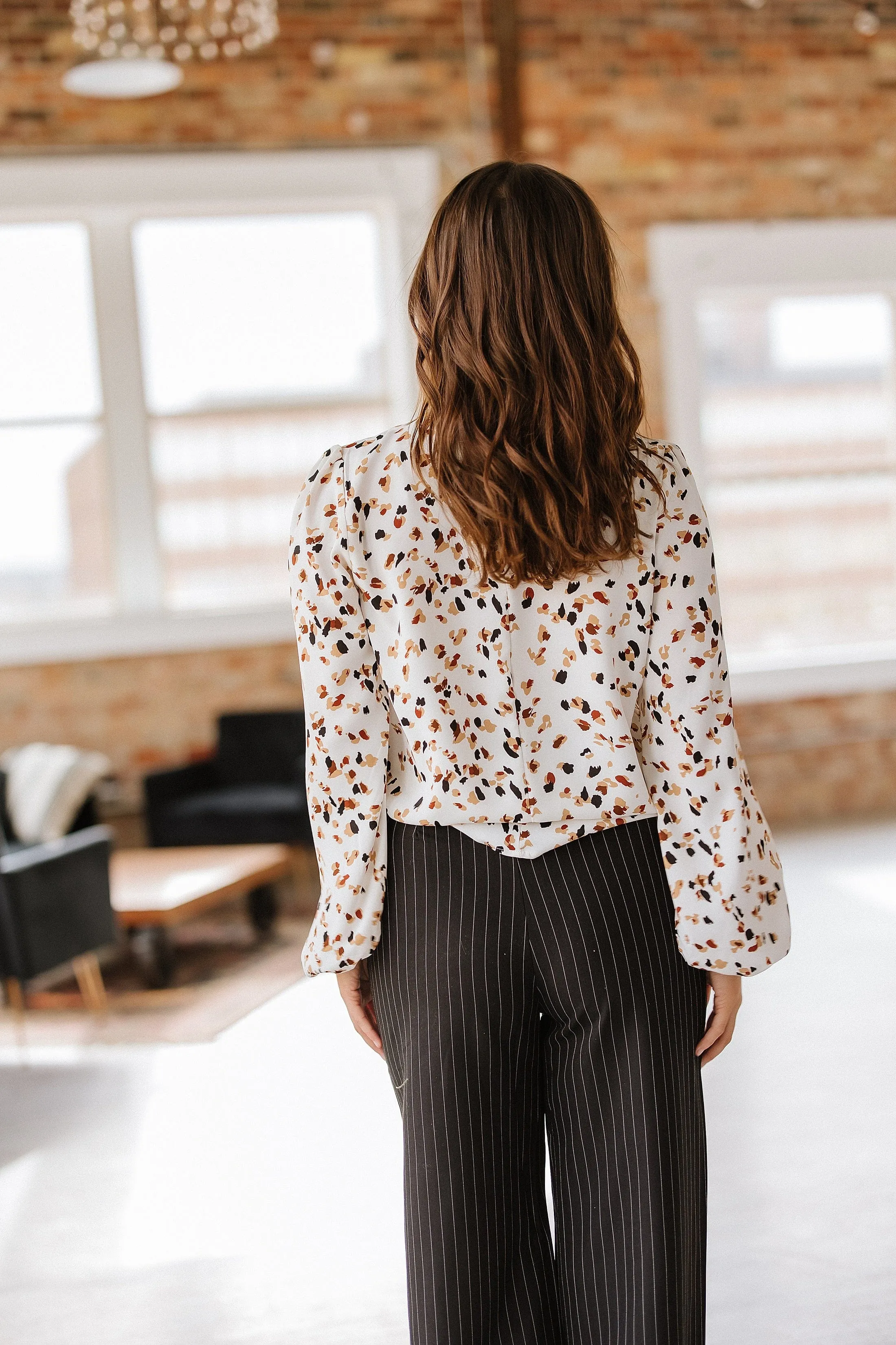 Lewis Leopard Mock Neck Blouse