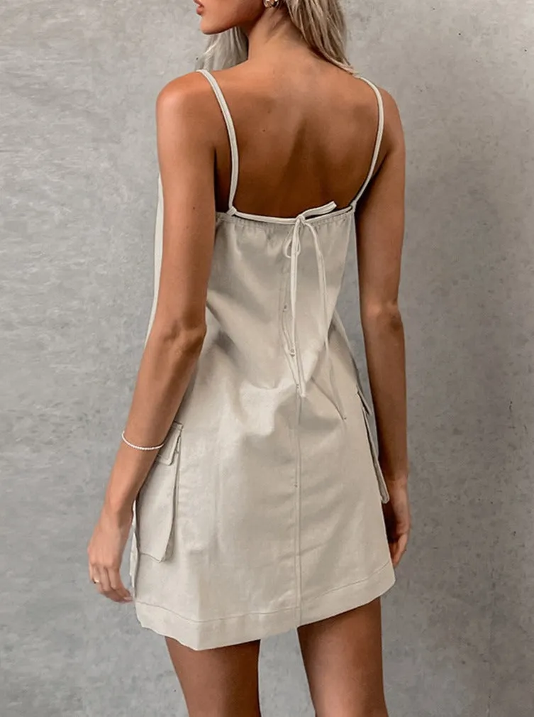 Linen Straight Work Suspender Dress