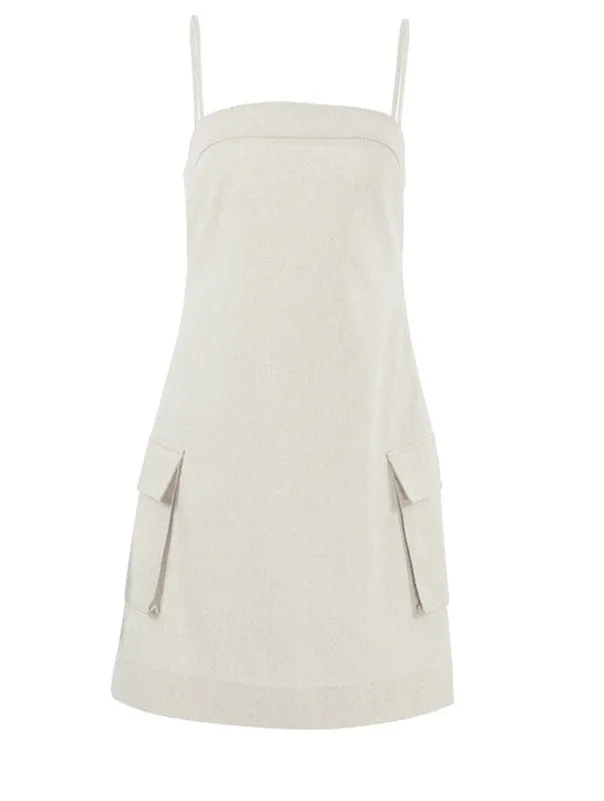 Linen Straight Work Suspender Dress