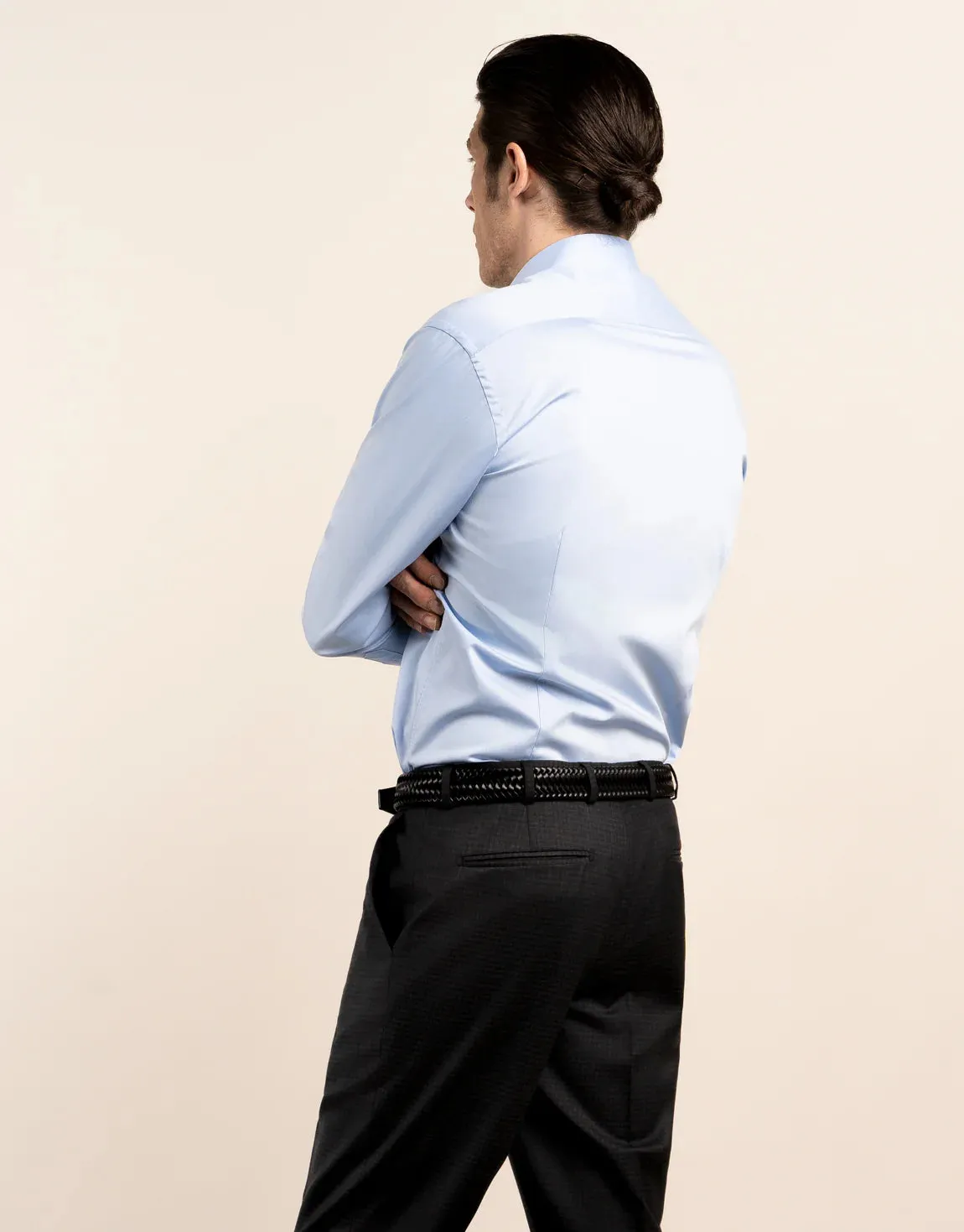 London Long Sleeve Shirt: Fine Twill - Light Blue