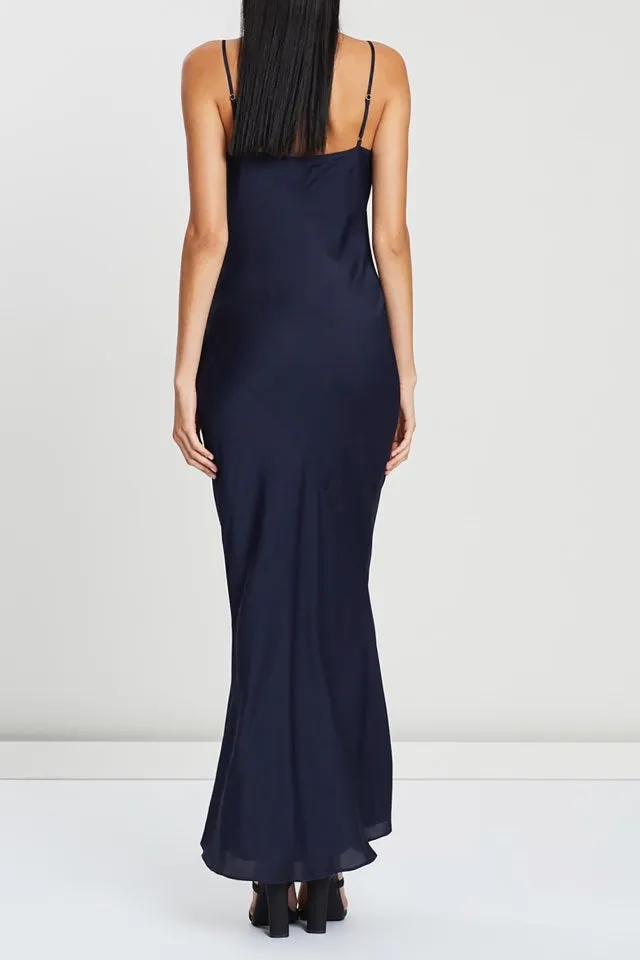 Luxe Bias Cowl Slip Dress in Sapphire