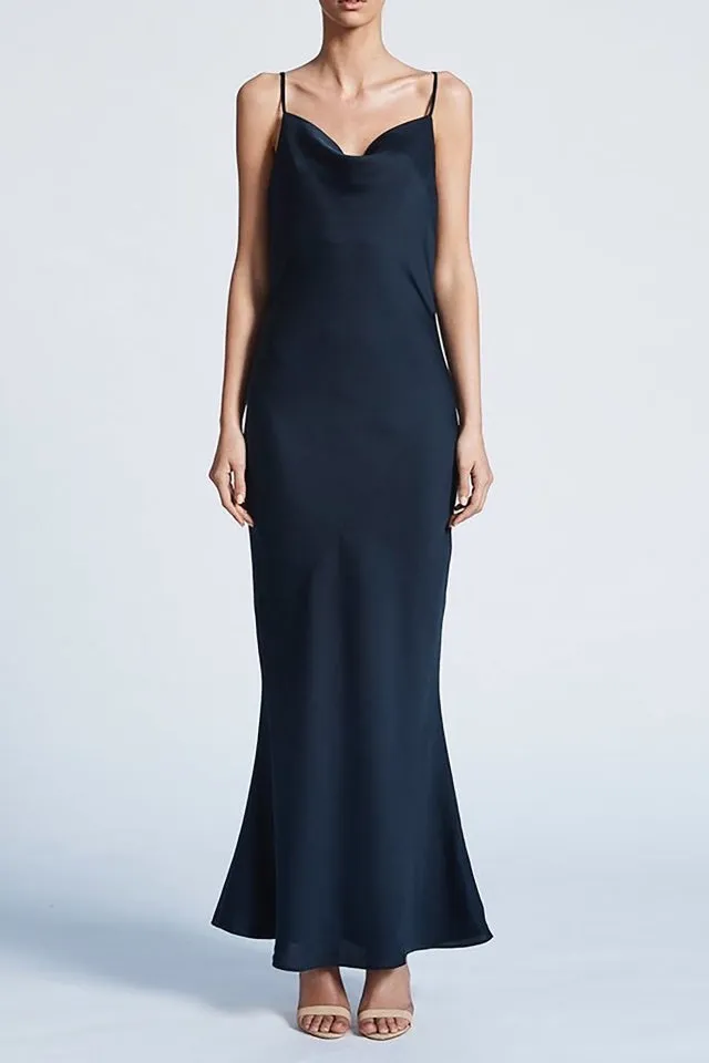 Luxe Bias Cowl Slip Dress in Sapphire
