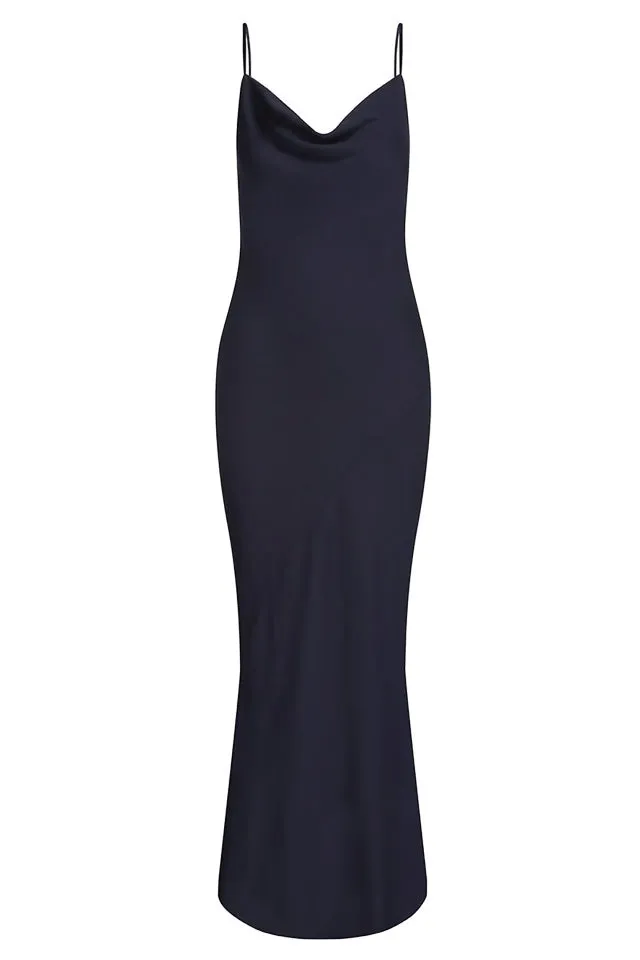 Luxe Bias Cowl Slip Dress in Sapphire