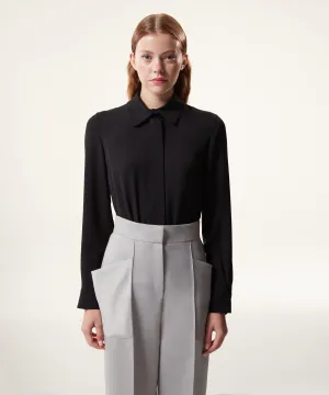 Machka Long Sleeve Solid Blouse Black