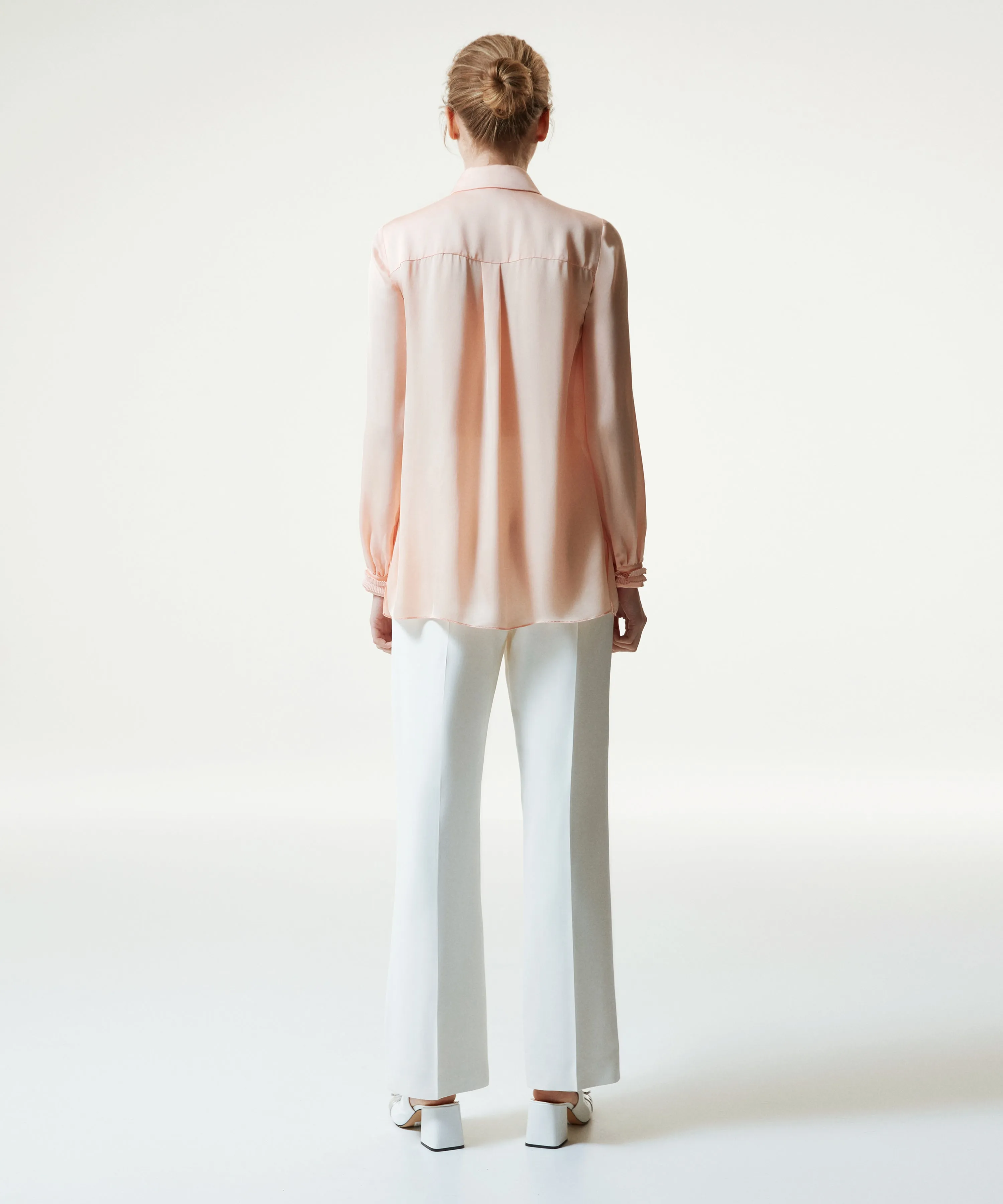 Machka Ruffled-Pleated Detail Blouse Powder
