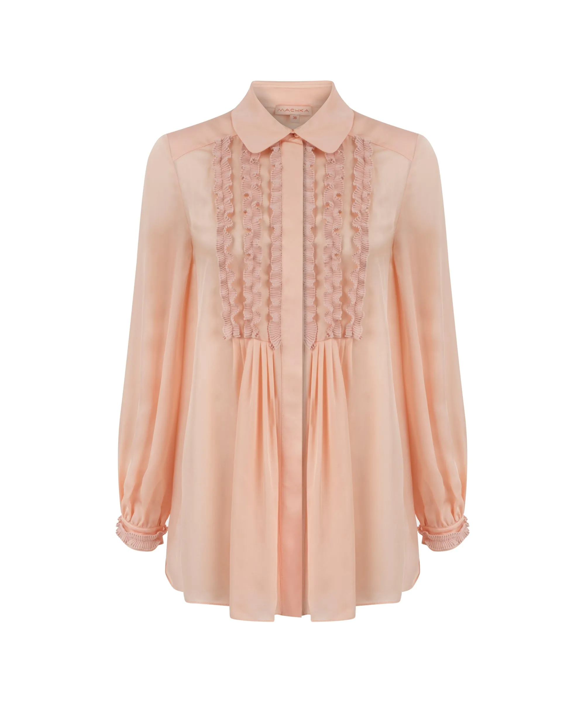 Machka Ruffled-Pleated Detail Blouse Powder