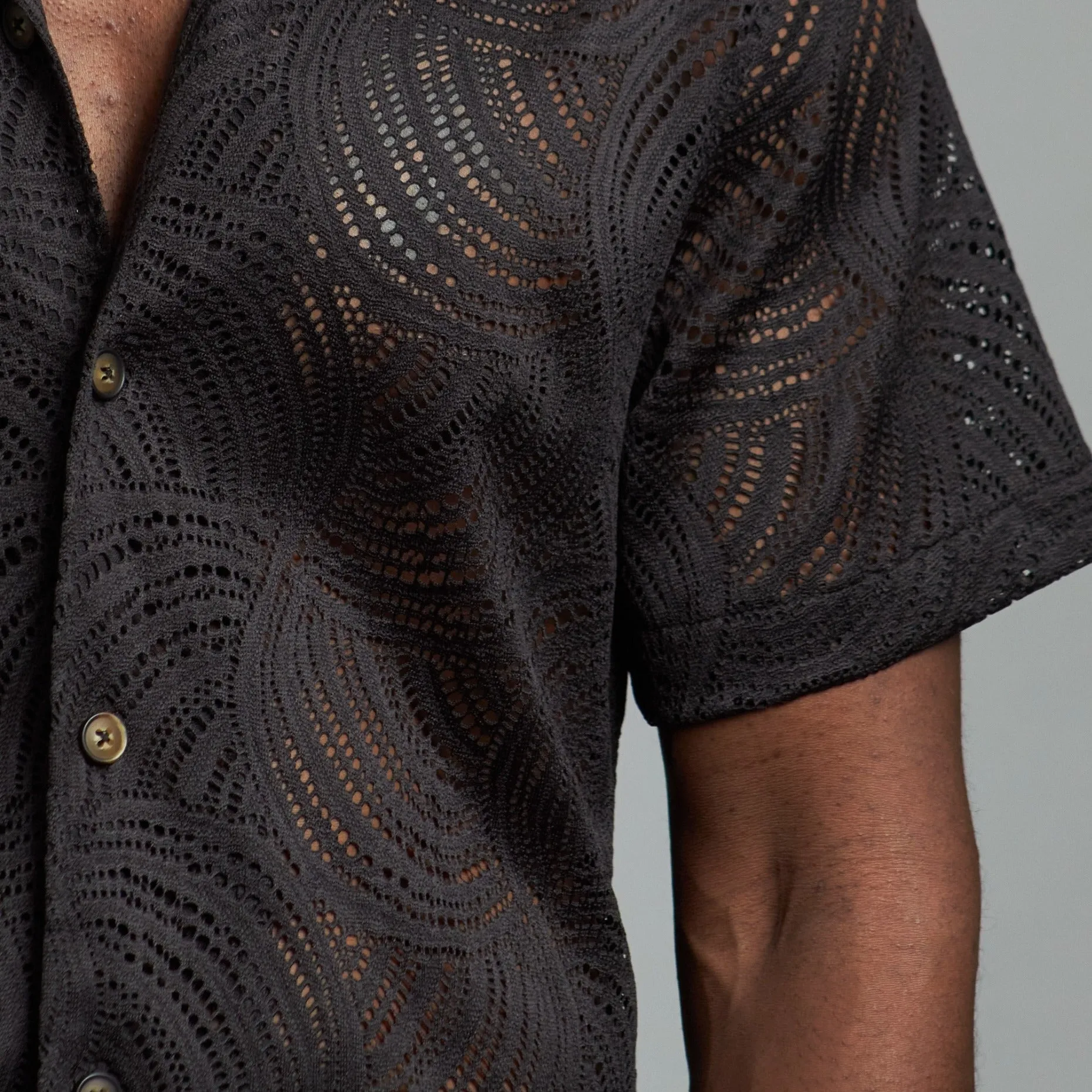 Mauritius Crochet Relaxed Fit Short Sleeve Shirt