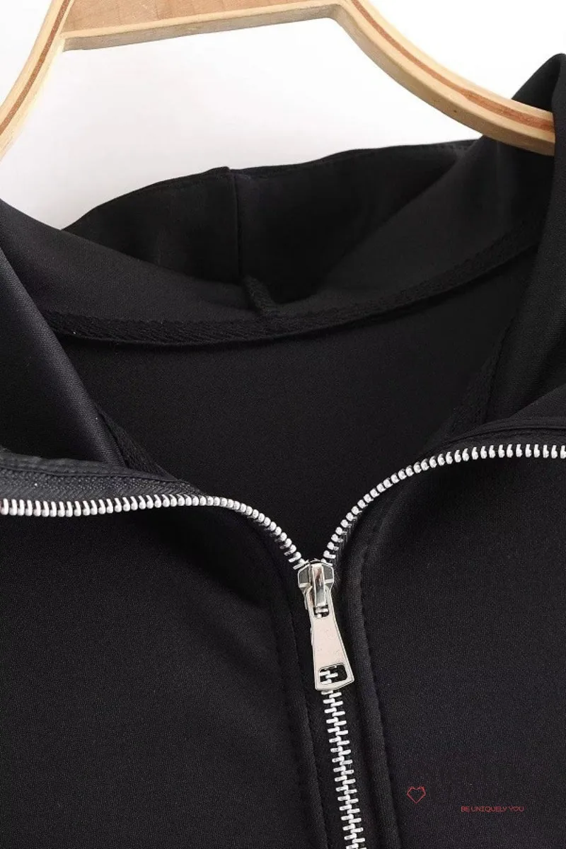 McKenna Contrast Front Zipper Hoodie Jacket