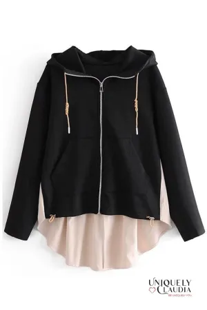 McKenna Contrast Front Zipper Hoodie Jacket