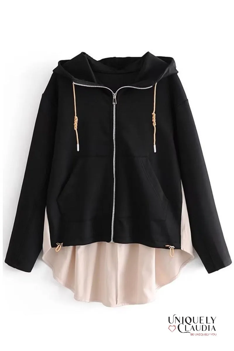 McKenna Contrast Front Zipper Hoodie Jacket