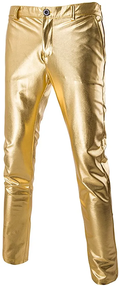 Men's Metallic Silver Slim Fit Pants