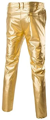 Men's Metallic Silver Slim Fit Pants