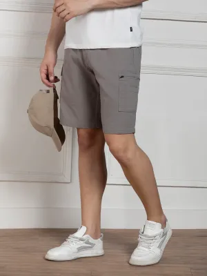 Men's Mid grey Relaxed Fit Mid-Rise Solid Casual Shorts