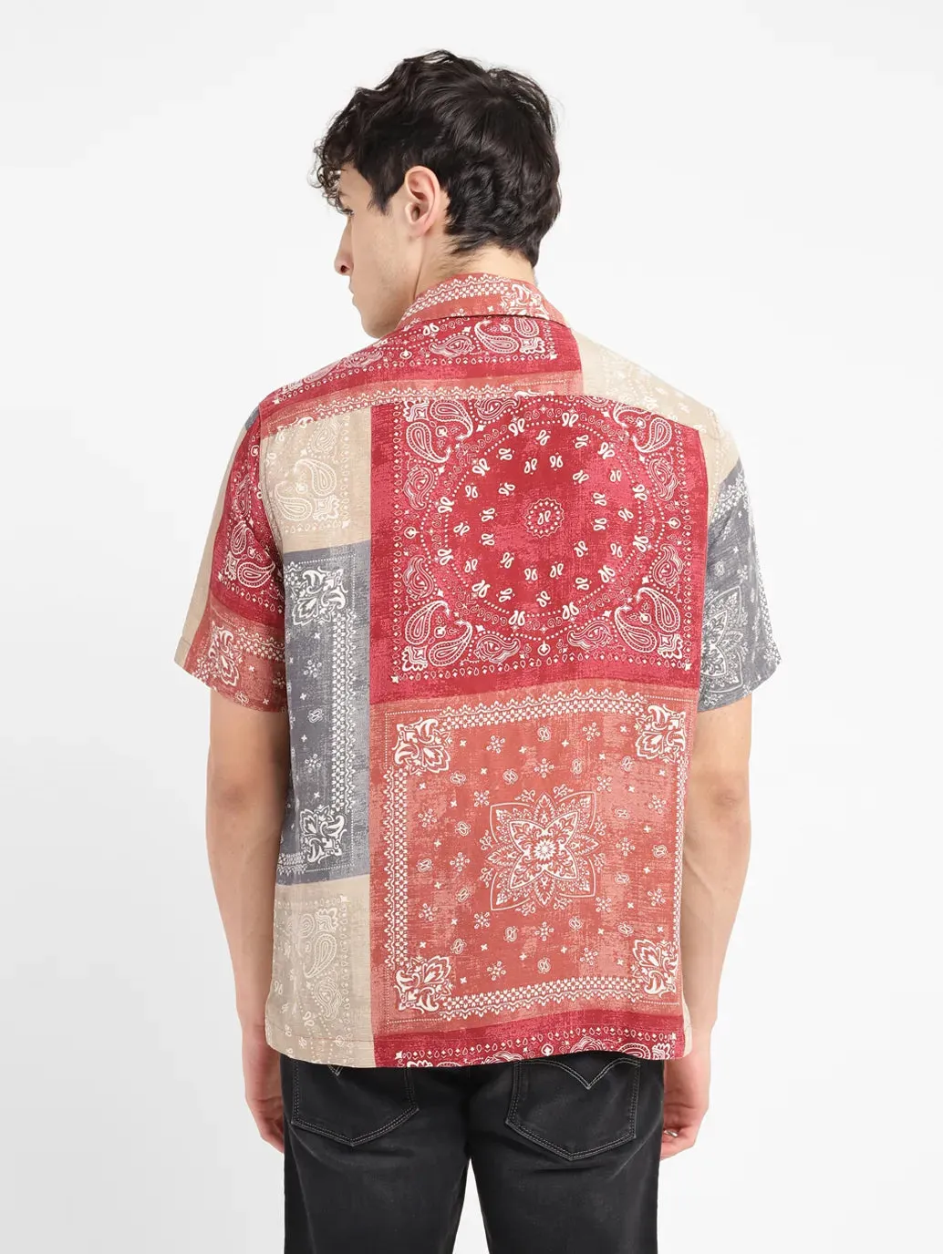Men's Paisley Relaxed Fit Linen Shirt