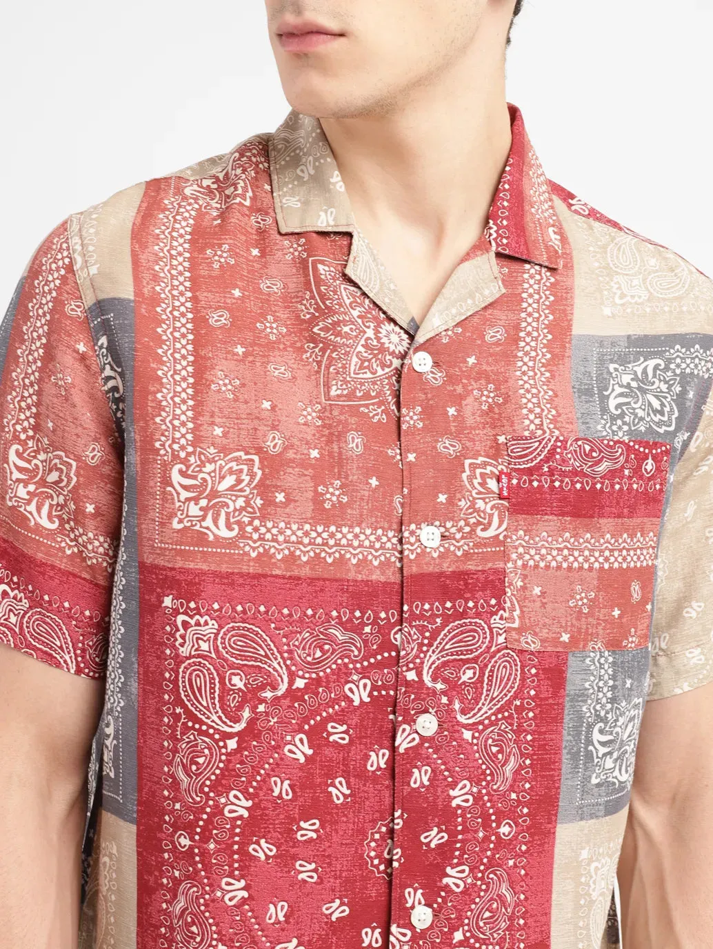 Men's Paisley Relaxed Fit Linen Shirt