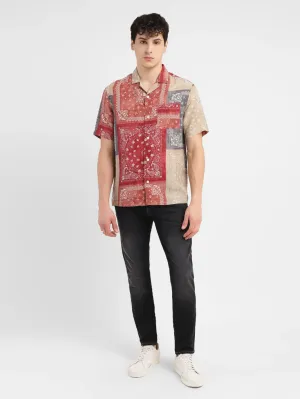 Men's Paisley Relaxed Fit Linen Shirt